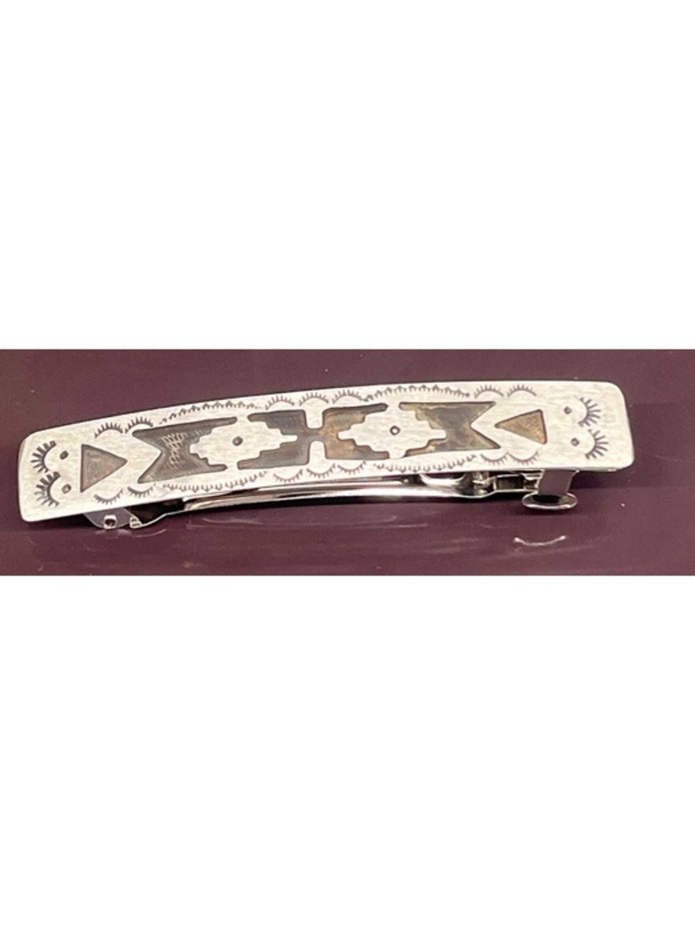Native American Navajo handmade sterling silver design traditional hair barrette